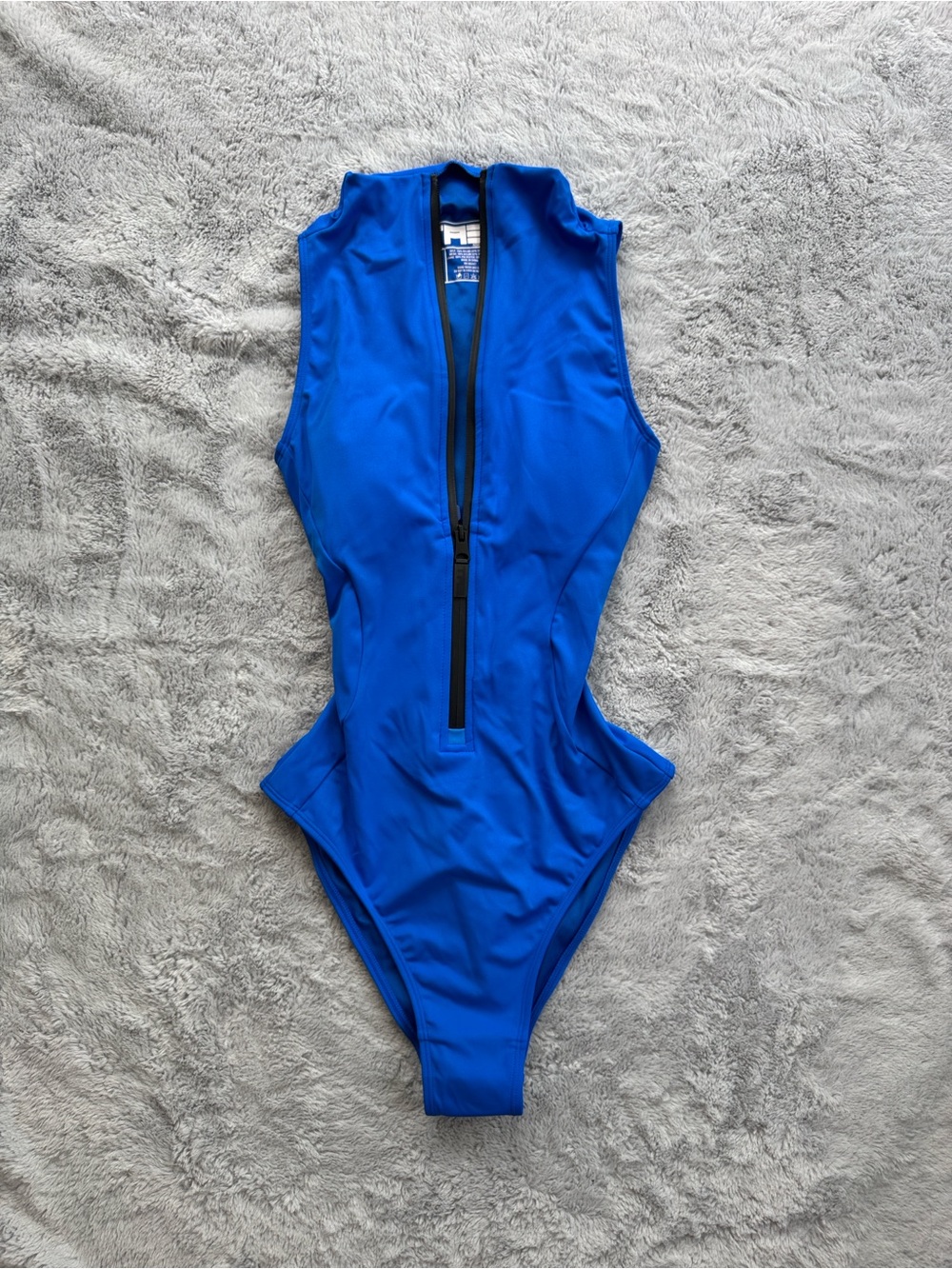 TA3 Sleeveless Surfy NWOT Snatched Waist Lace Back Swimsuit Blue XS Regular Long